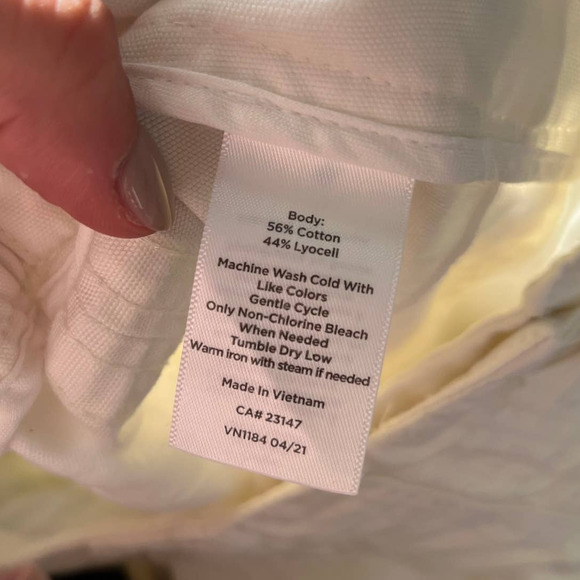 Talbots Slim Cargo White 6 Elastic Back Tapered Leg Cotton Lyocell Utility - Picture 3 of 8